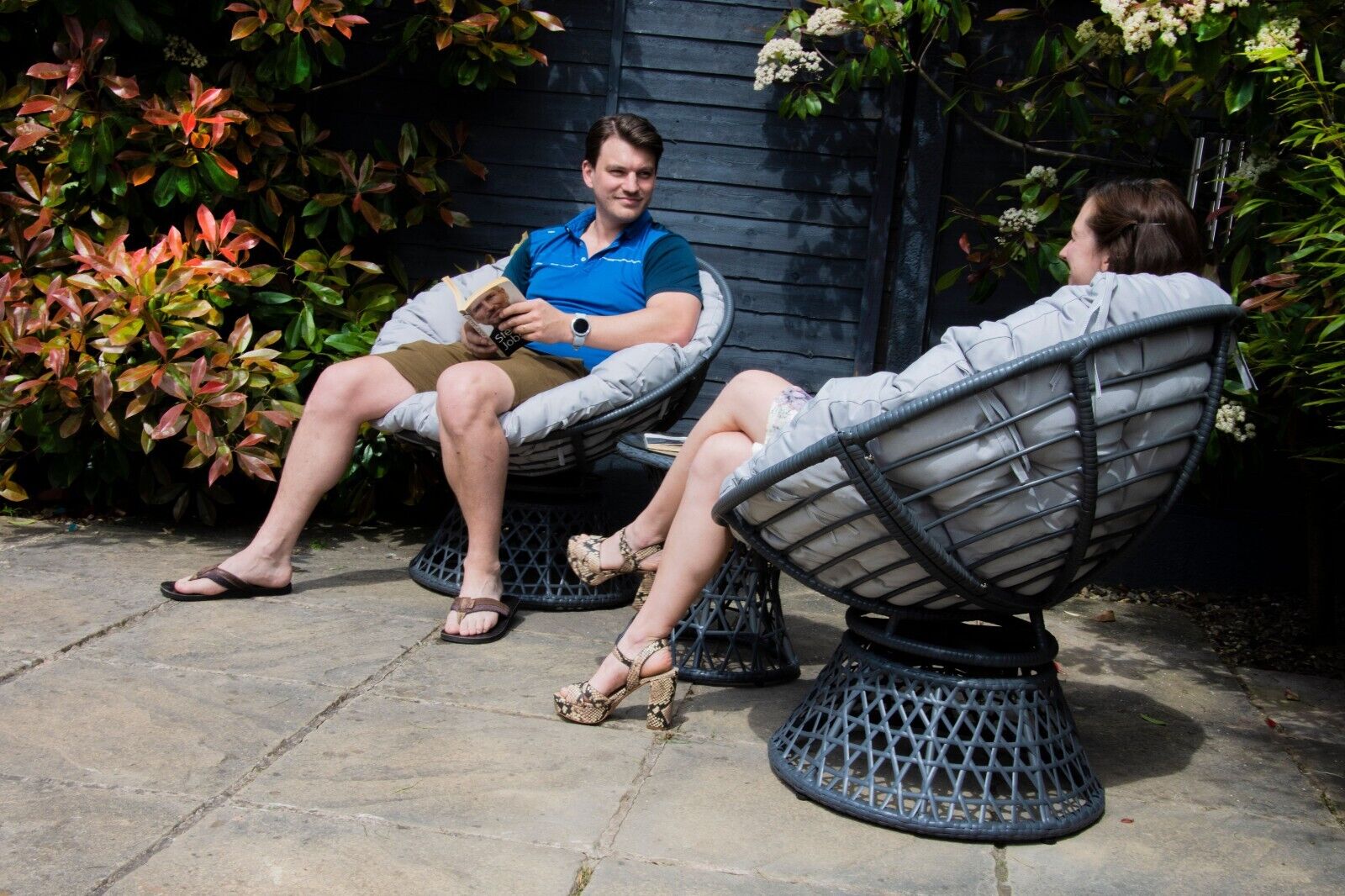 Rattan Nest Swivel Chair With Cushions 