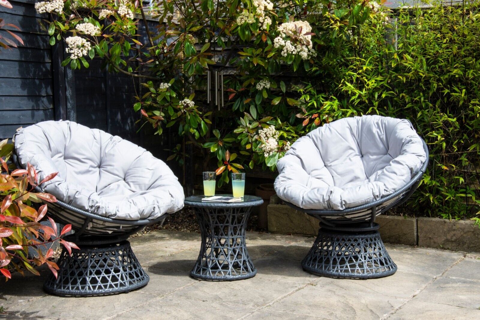 SH G Rattan Nest Swivel Chair With Cushion Garden Pod Chair Two Seat Set