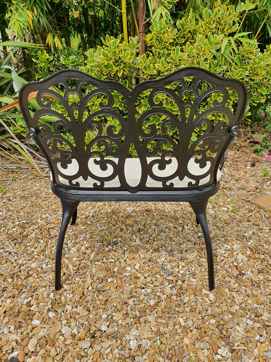 SH G Cast Aluminium Love Seat Bench Black
