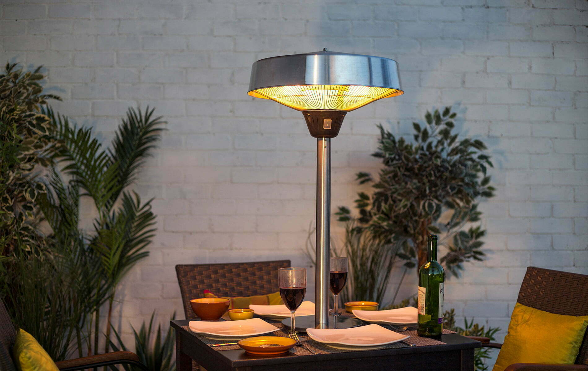 La Hacienda Tabletop Halogen Electric Heater - Silver